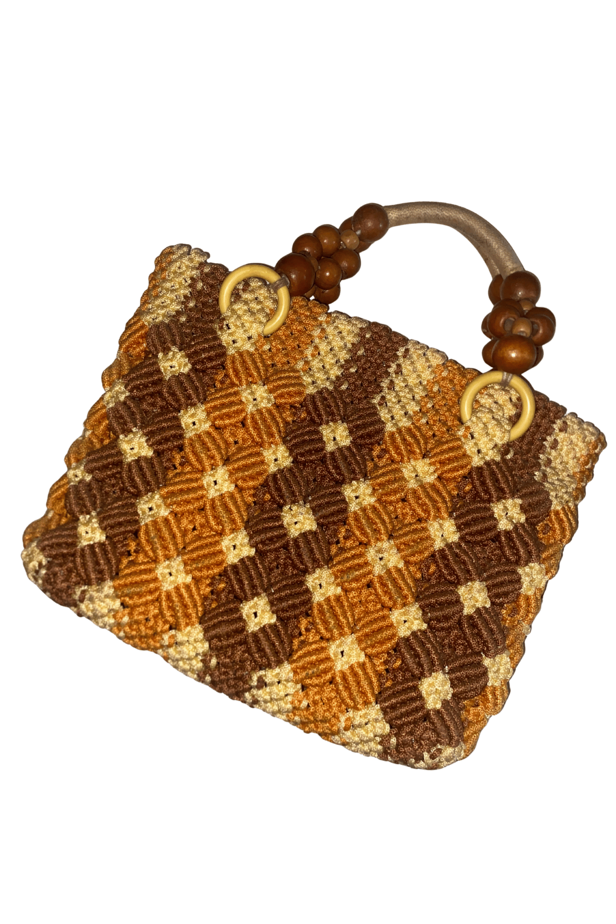 Tas Rajut Warna Coklat, Cream, dan Kuning