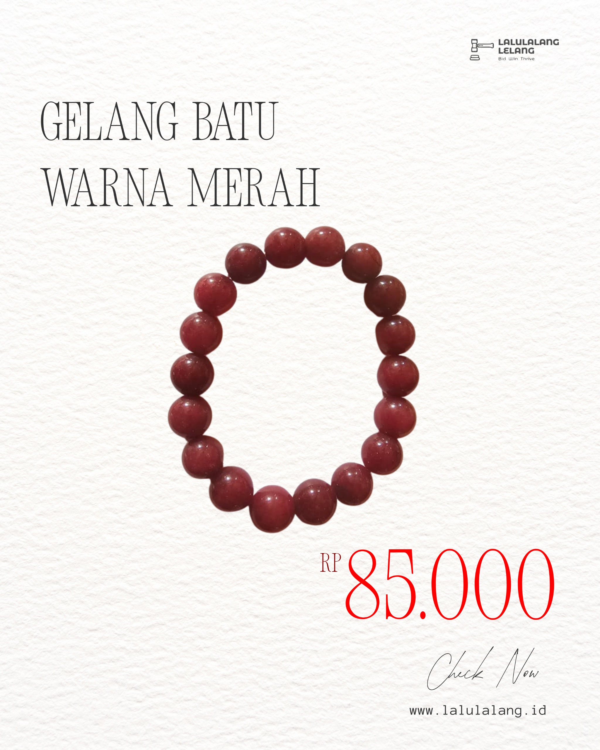 Gelang Batu Warna Merah